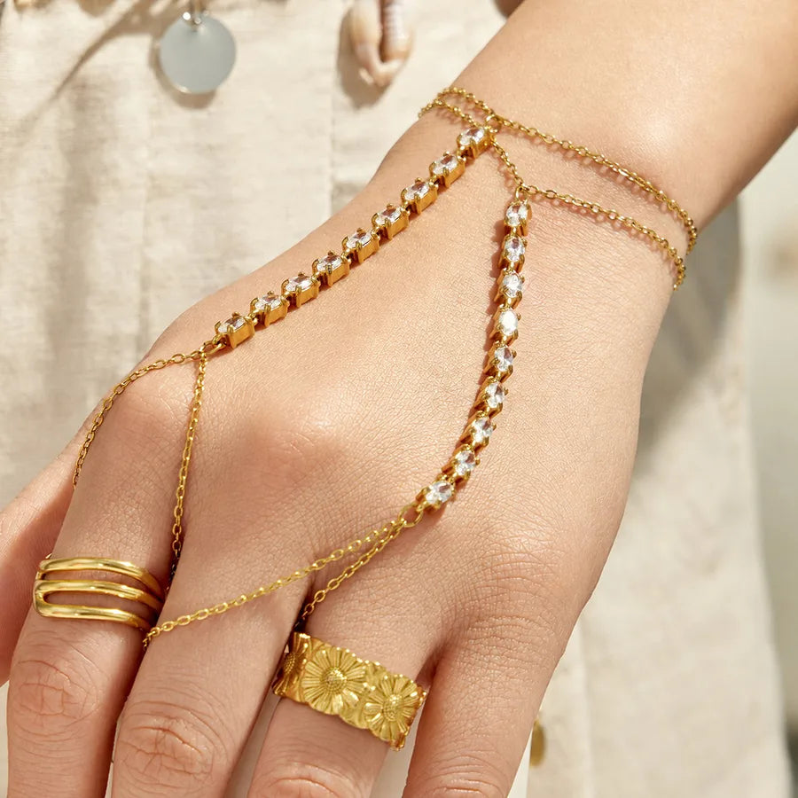 Bracelet à ligne continue de zircons sertis — vue 3