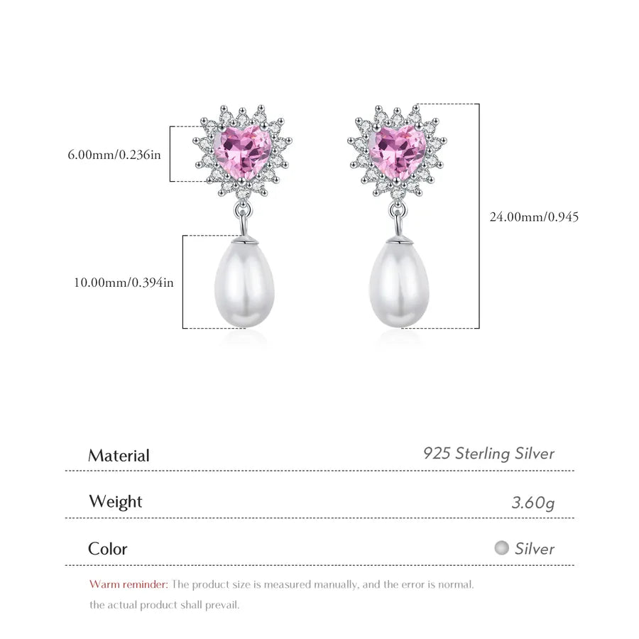 Boucles d'oreilles cœur et perle, argent 925 — vue 3