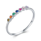 Bague argent 925 à ligne de pierres colorées — vue 6