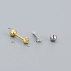 Puces d'oreilles cœur serti, argent 925 — vue 2