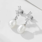 Boucles d'oreilles perle et zircon, argent 925 — vue 9