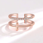 Bague ouverte à croix sertie de zircons — vue 5