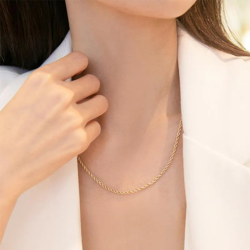 Collier chaîne dorée simple, acier inoxydable — vue 3