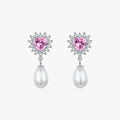 Boucles d'oreilles cœur et perle, argent 925 — vue 6