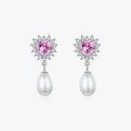 Boucles d'oreilles cœur et perle, argent 925 — vue 6