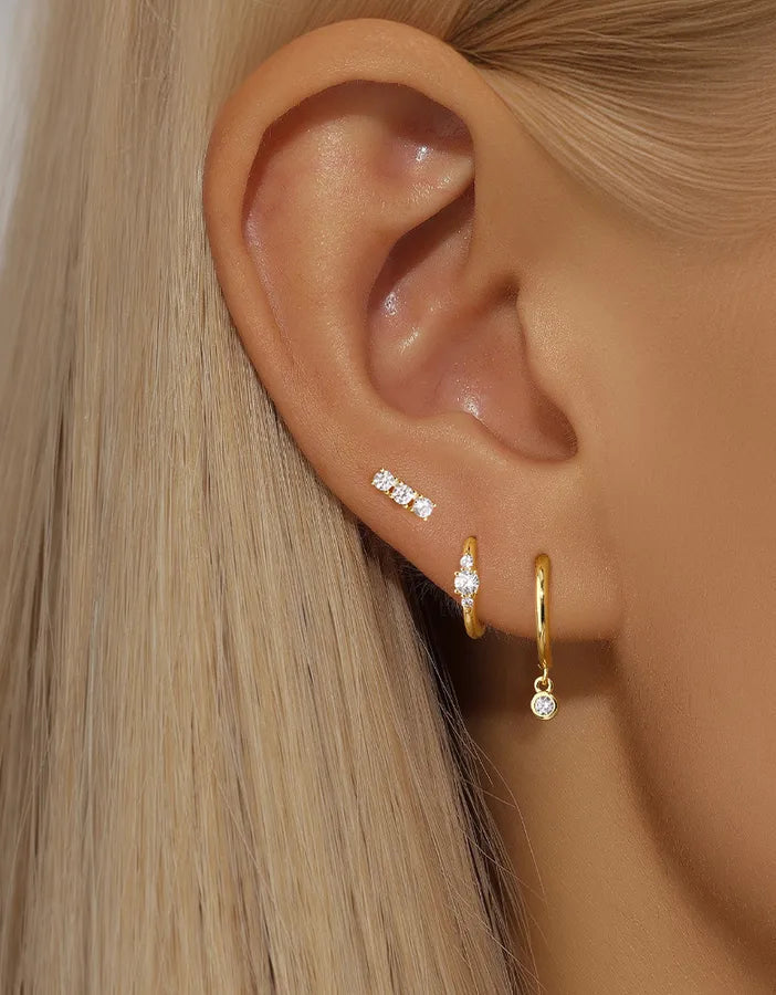 Boucles d'oreilles fleur sertie, argent 925 — vue 3
