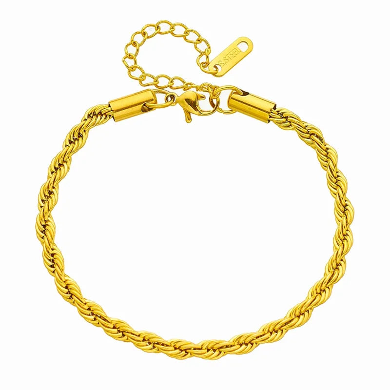 Bracelet au corps torsadé, acier inoxydable doré — vue 3
