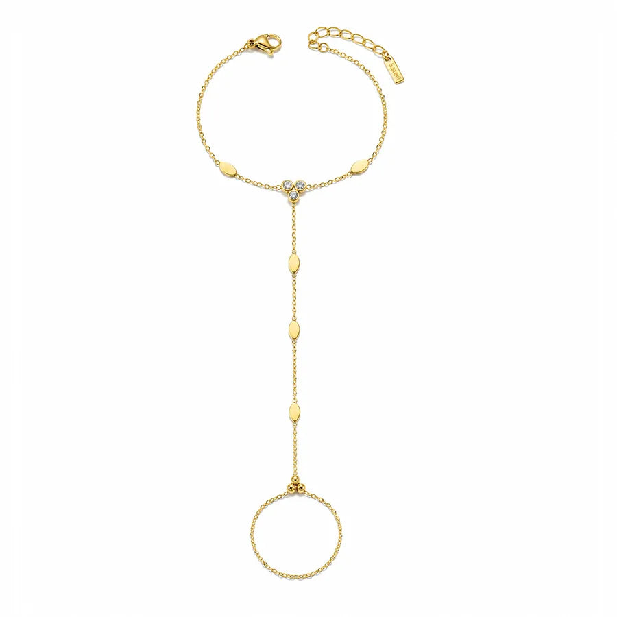 Bracelet feuille nervurée sur chaîne dorée — vue 7