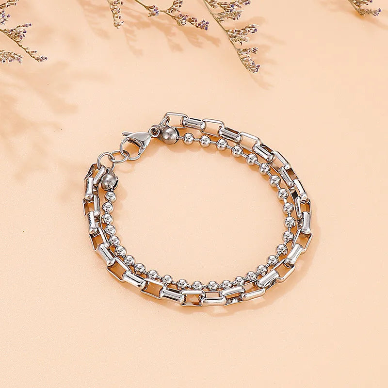 Bracelet géométrique bicolore, acier inoxydable — vue 6