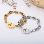 Bracelet à maillons géométriques articulés, acier inoxydable