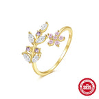 Bague feuille sertie de zircons, argent 925 — vue 6