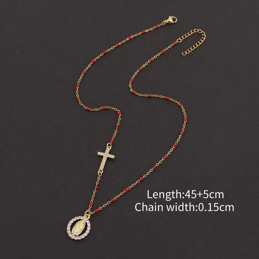 Collier croix et médaille, chaîne fine — vue 8