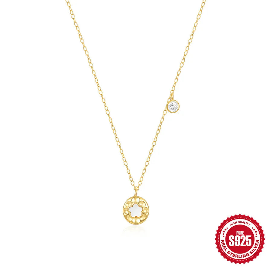 Collier à disque de nacre naturelle, argent 925 — vue 6