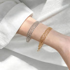 Bracelet maille au motif quadrillé, acier inoxydable doré