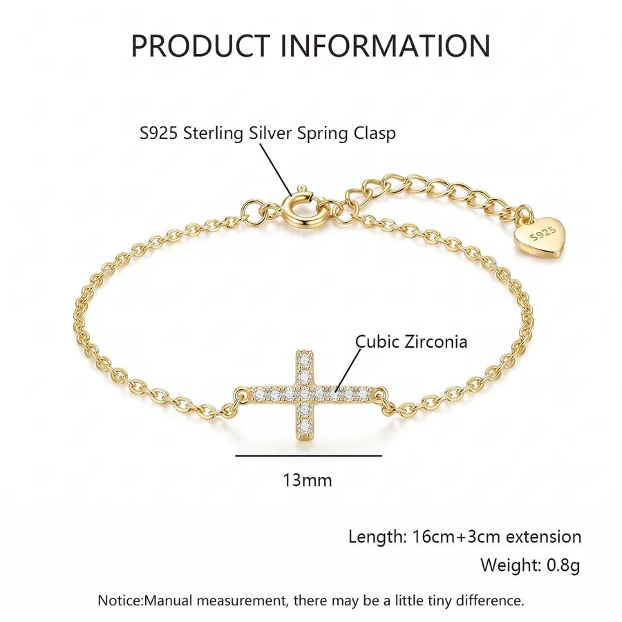 Bracelet croix sertie de zircons, argent 925 — vue 3