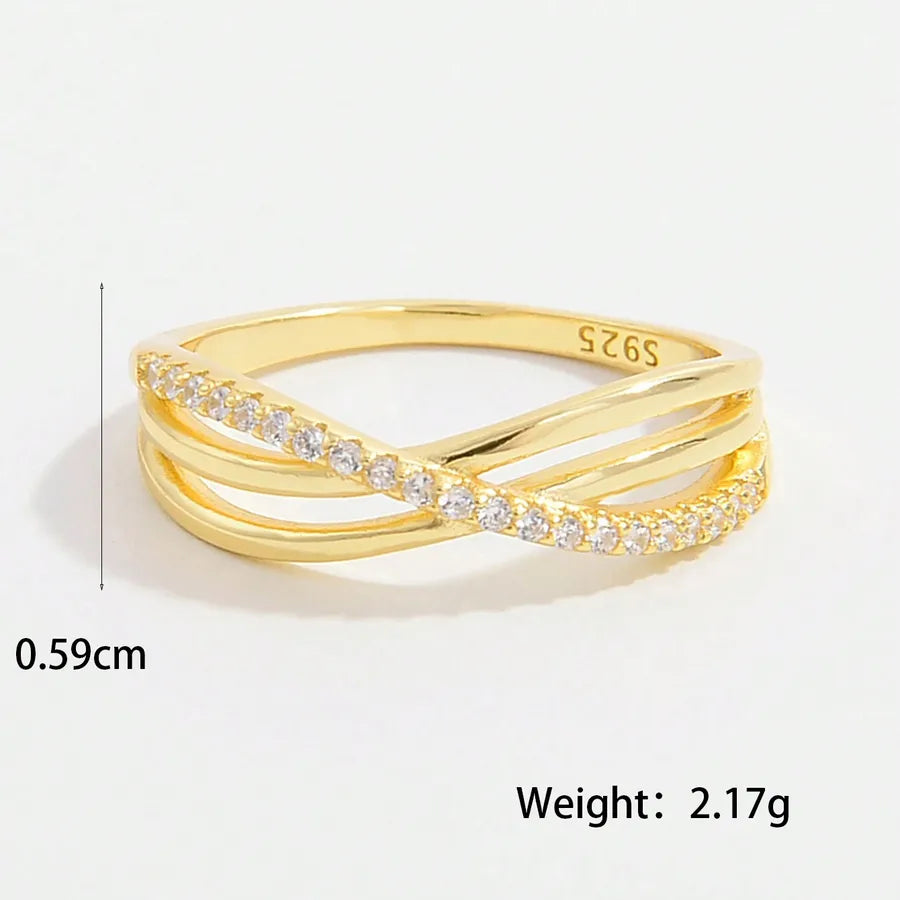 Bague croix sertie, finition or blanc — vue 8
