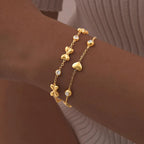 Bracelet cœur et nœud papillon, chaîne dorée — vue 6