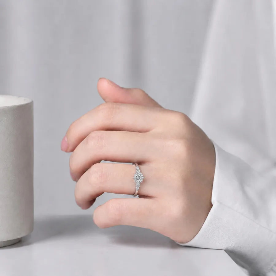 Bague cœur serti, argent massif 925 doré — vue 4
