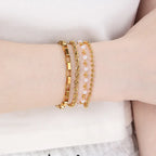 Bracelet perlé d'inspiration vintage, acier inoxydable