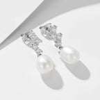 Boucles d'oreilles perle et zircon, argent 925 — vue 8