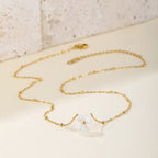 Collier fleur bombée en relief, chaîne dorée — vue 4