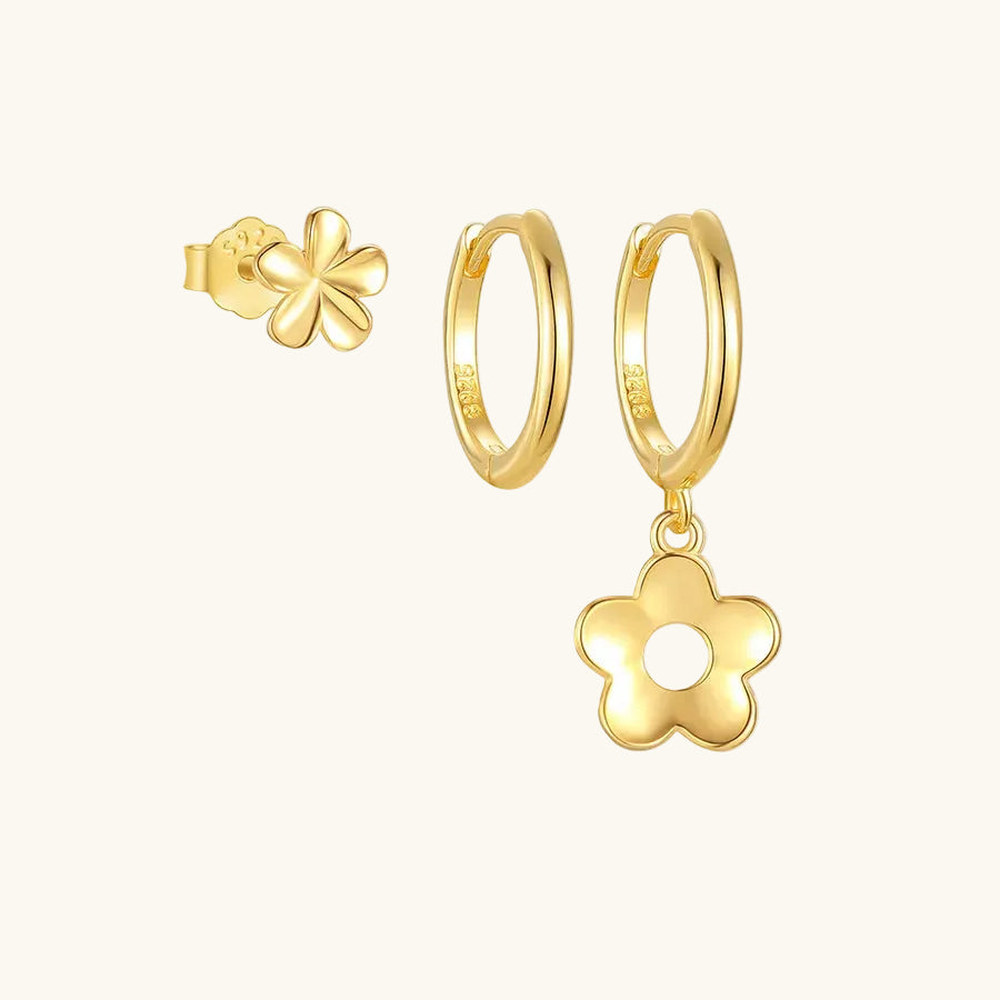 Boucles d'oreilles fleur sertie, argent 925 — vue 6