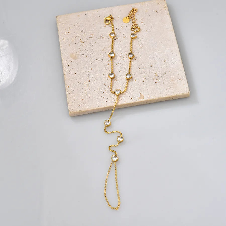 Bracelet fin serti de zircons, acier doré — vue 6