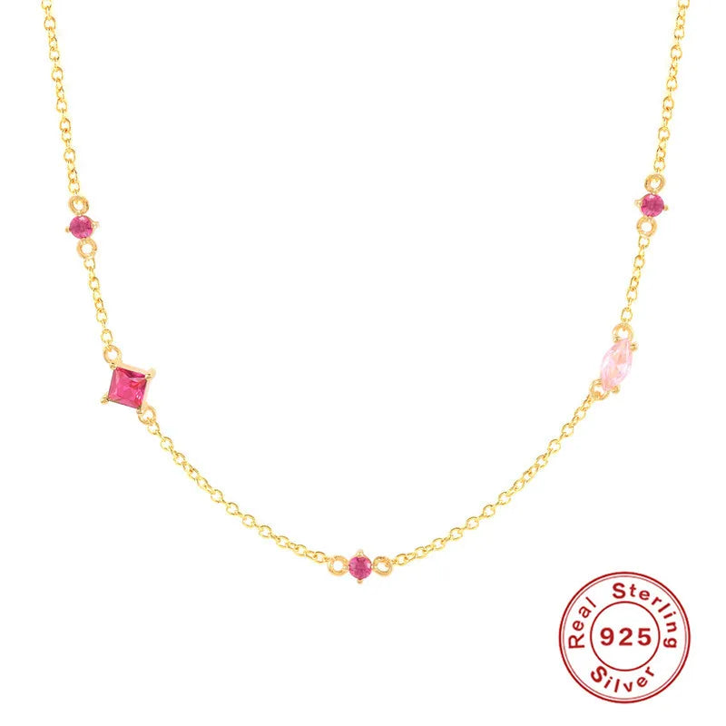 Collier alternant zircons ronds et carrés — vue 8
