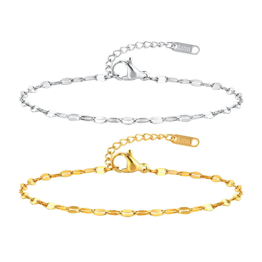 Bracelet jonc lisse en acier inoxydable doré — vue 10