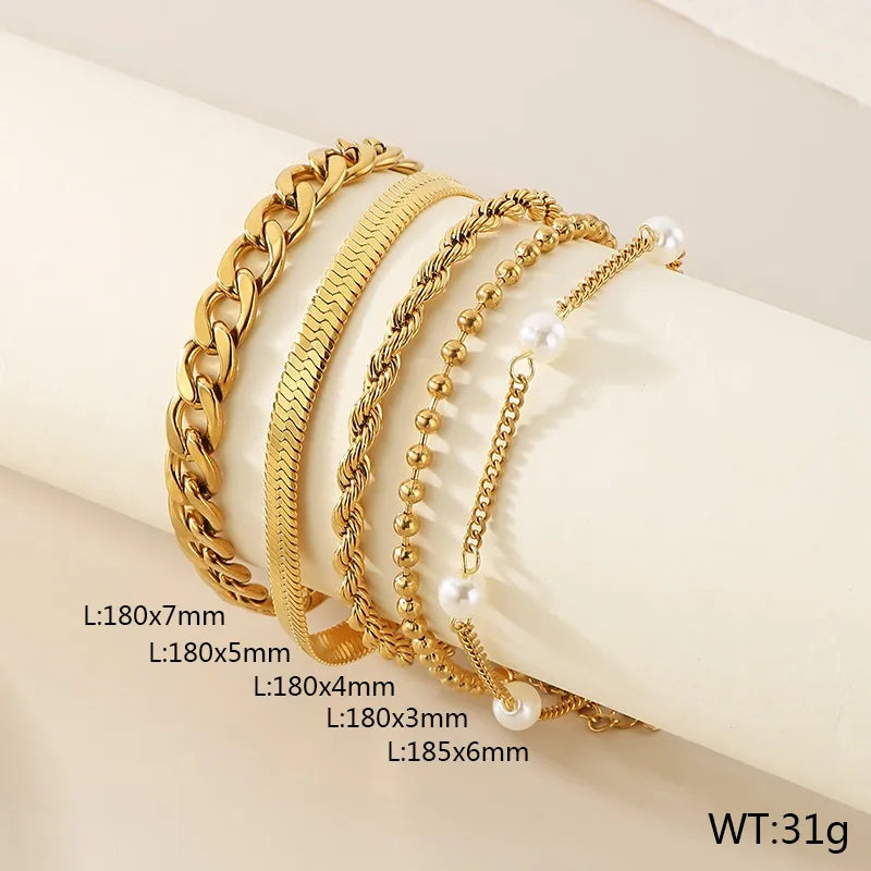 Bracelet maille vintage, acier inoxydable doré — vue 10