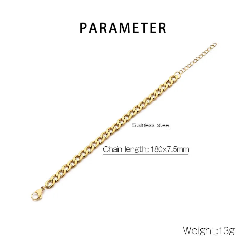 Bracelet maille vintage, acier inoxydable doré — vue 2