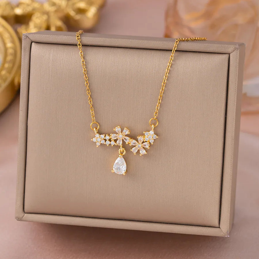 Collier fleur dorée, acier inoxydable 304 — vue 4