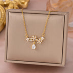 Collier fleur dorée, acier inoxydable 304 — vue 4