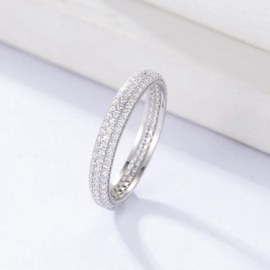 Bague géométrique pavée de zircons, argent 925 — vue 2