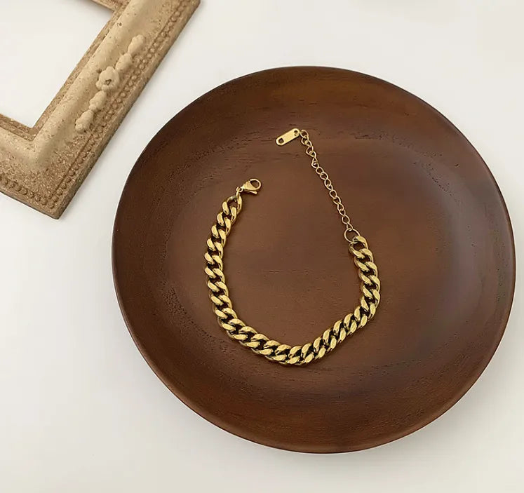 Bracelet de cheville à petit cœur, acier doré — vue 3