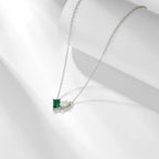 Collier à pendentif carré serti, argent 925 — vue 5