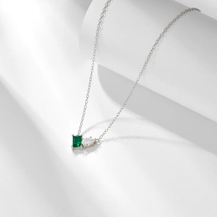 Collier à pendentif carré serti, argent 925 — vue 5