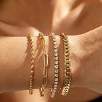 Bracelet à maillons géométriques en volume, acier doré