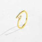Bague ouverte bicolore sertie de zircons — vue 4