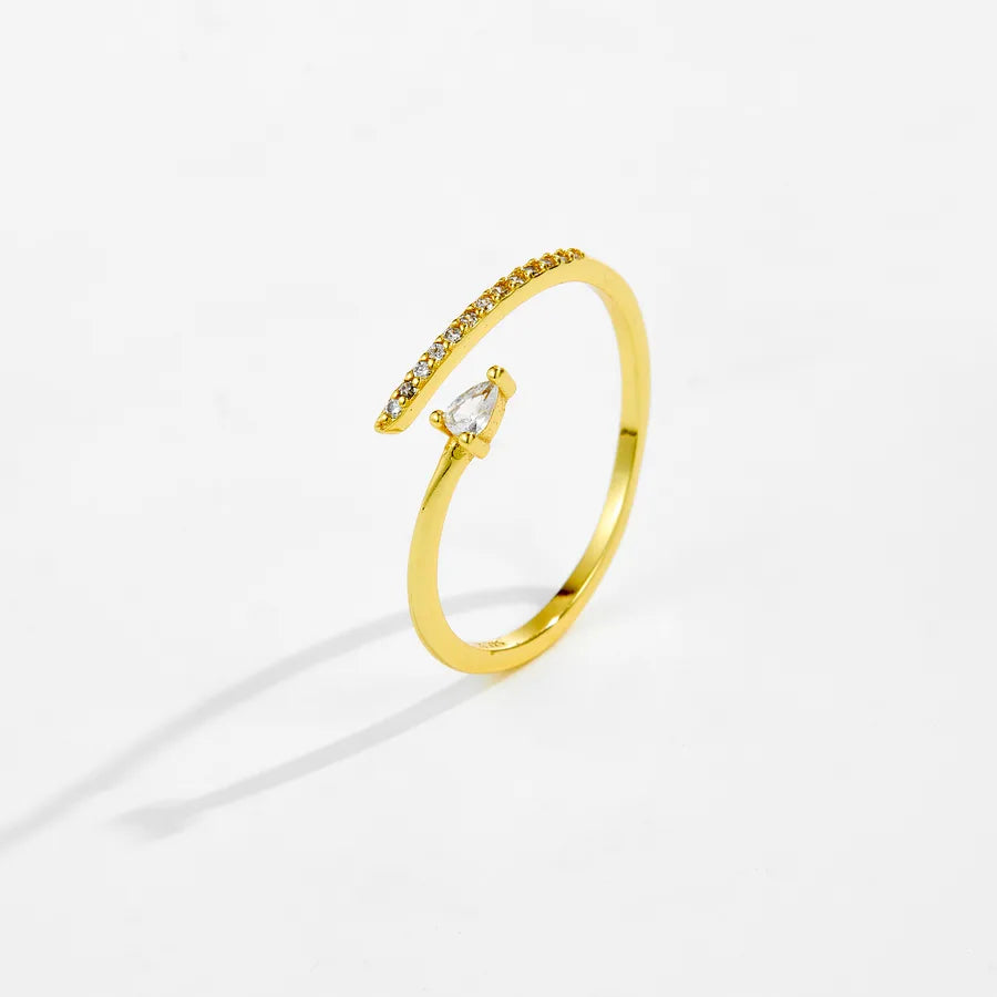 Bague ouverte bicolore sertie de zircons — vue 4