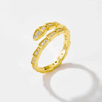 Bague ouverte sertie de zircons, dorée — vue 5