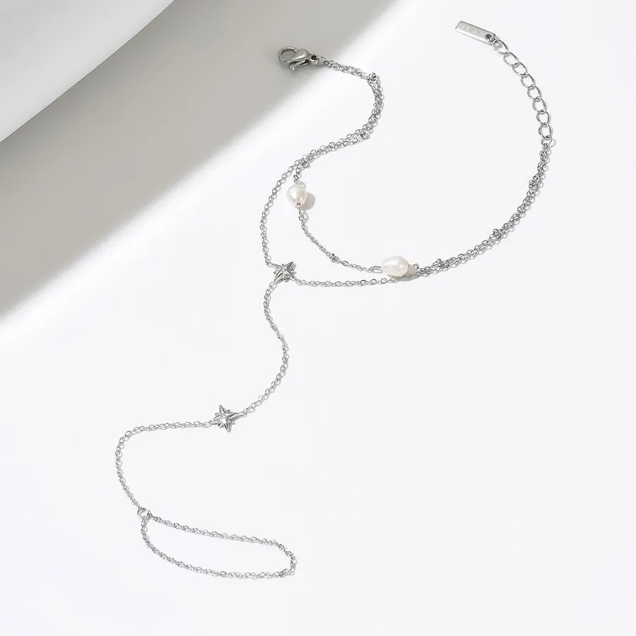 Bracelet géométrique fin en acier doré — vue 4