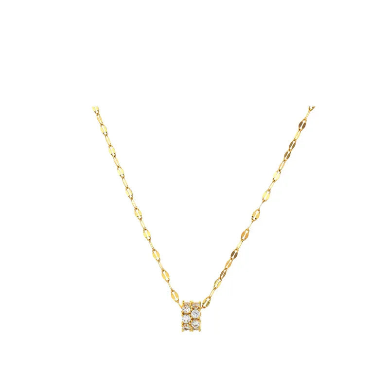 Collier à pendentif aux lignes ondulées, chaîne fine dorée