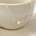 Collier à perle ronde, argent massif 925 — vue 6