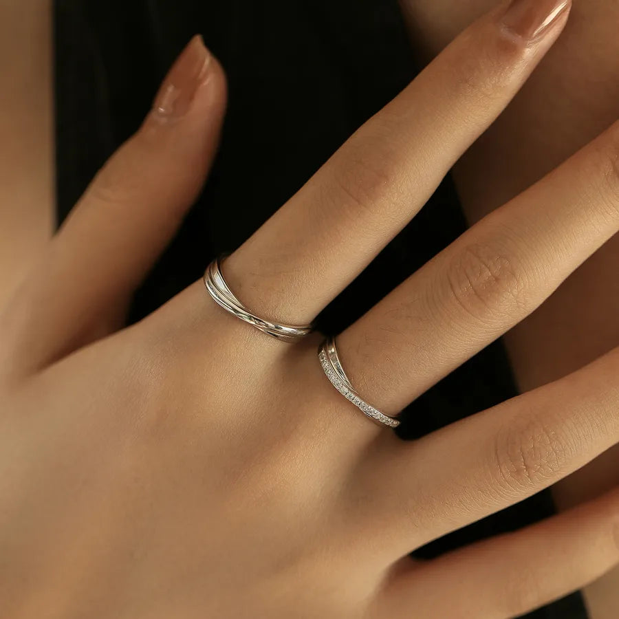 Bague ajustable sertie de zircons, rhodiée — vue 3