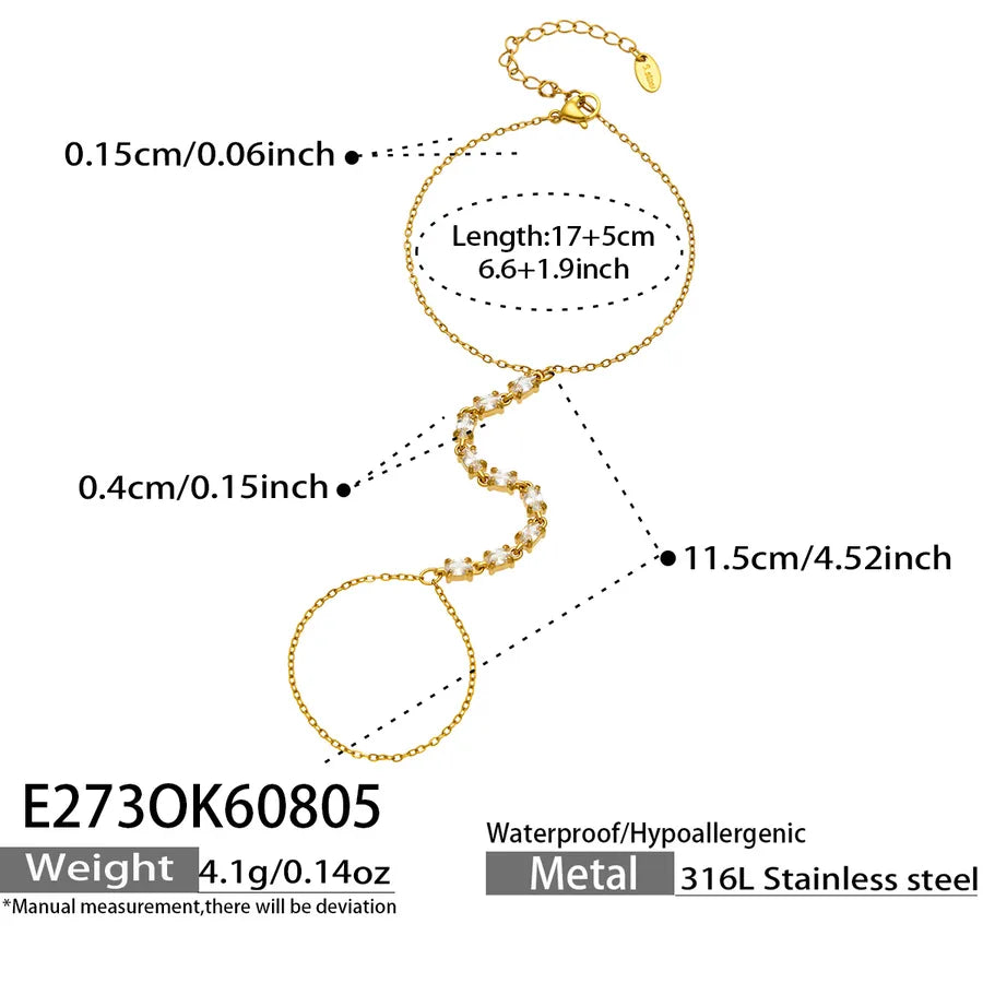 Bracelet à ligne continue de zircons sertis — vue 9