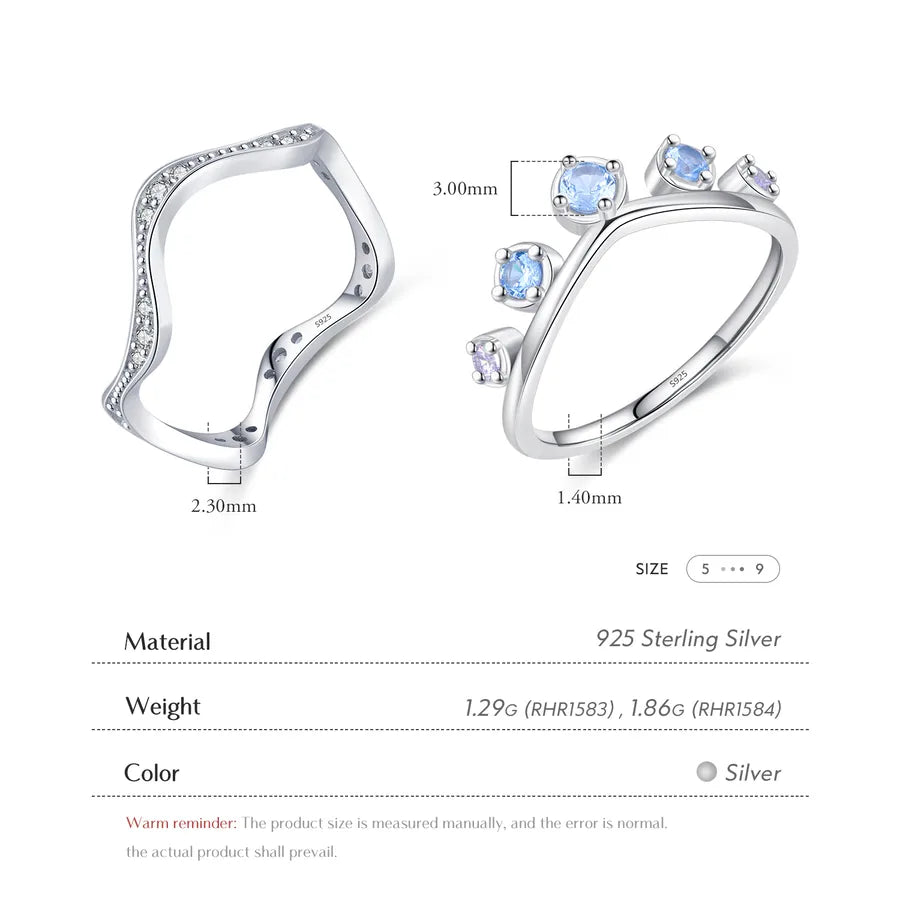 Bague à monture en vague, argent massif 925 — vue 10