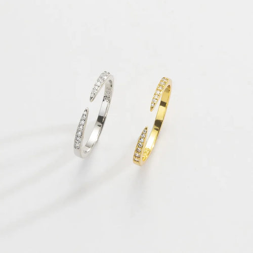 Bague ouverte géométrique ajustable, argent massif 925
