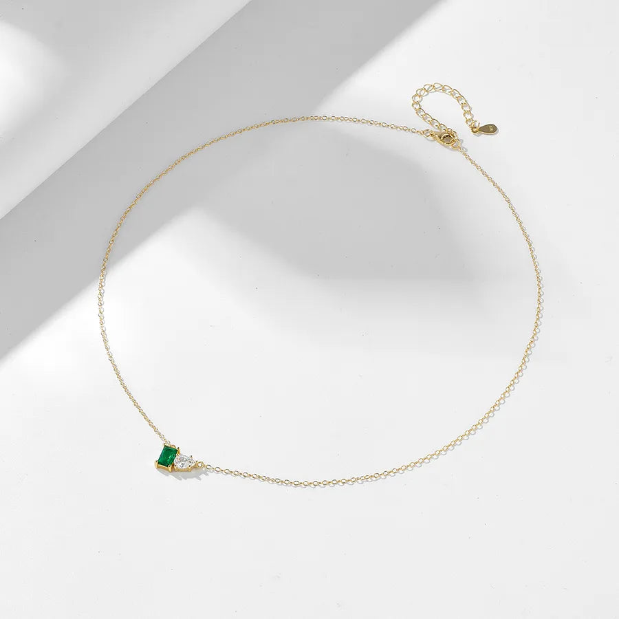 Collier à pendentif carré serti, argent 925 — vue 3