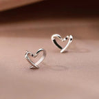 Puces d'oreilles cœur en argent massif 925